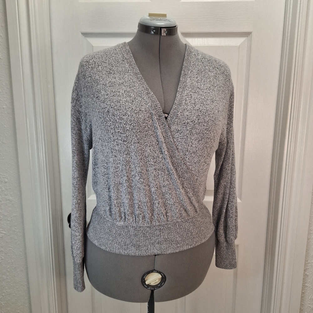 Anthropologie Gray V-Neck Sweater.